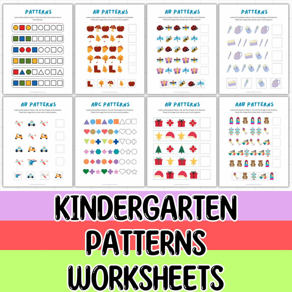 Free Kindergarten Patterns Worksheets (37 Pages) - Happier Homeschool