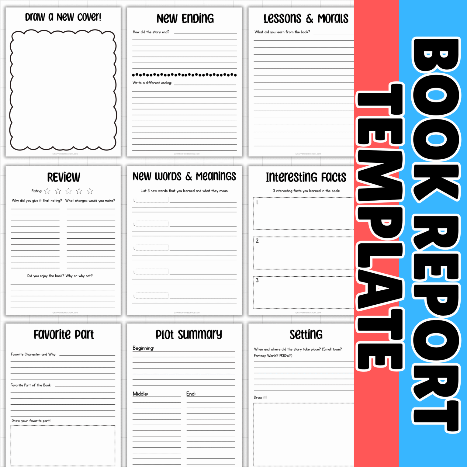 Free Book Report Template for Kids (3rd Grade & Up) - Happier Homeschool