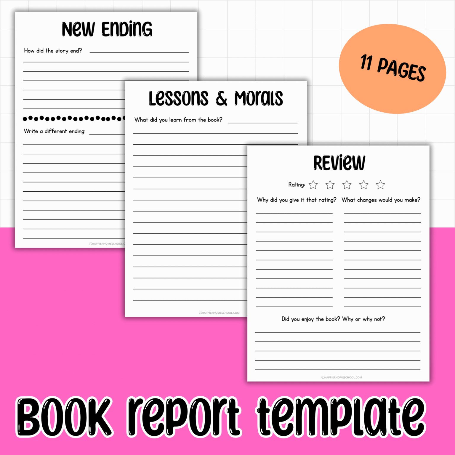 Free Book Report Template for Kids (3rd Grade & Up) - Happier Homeschool