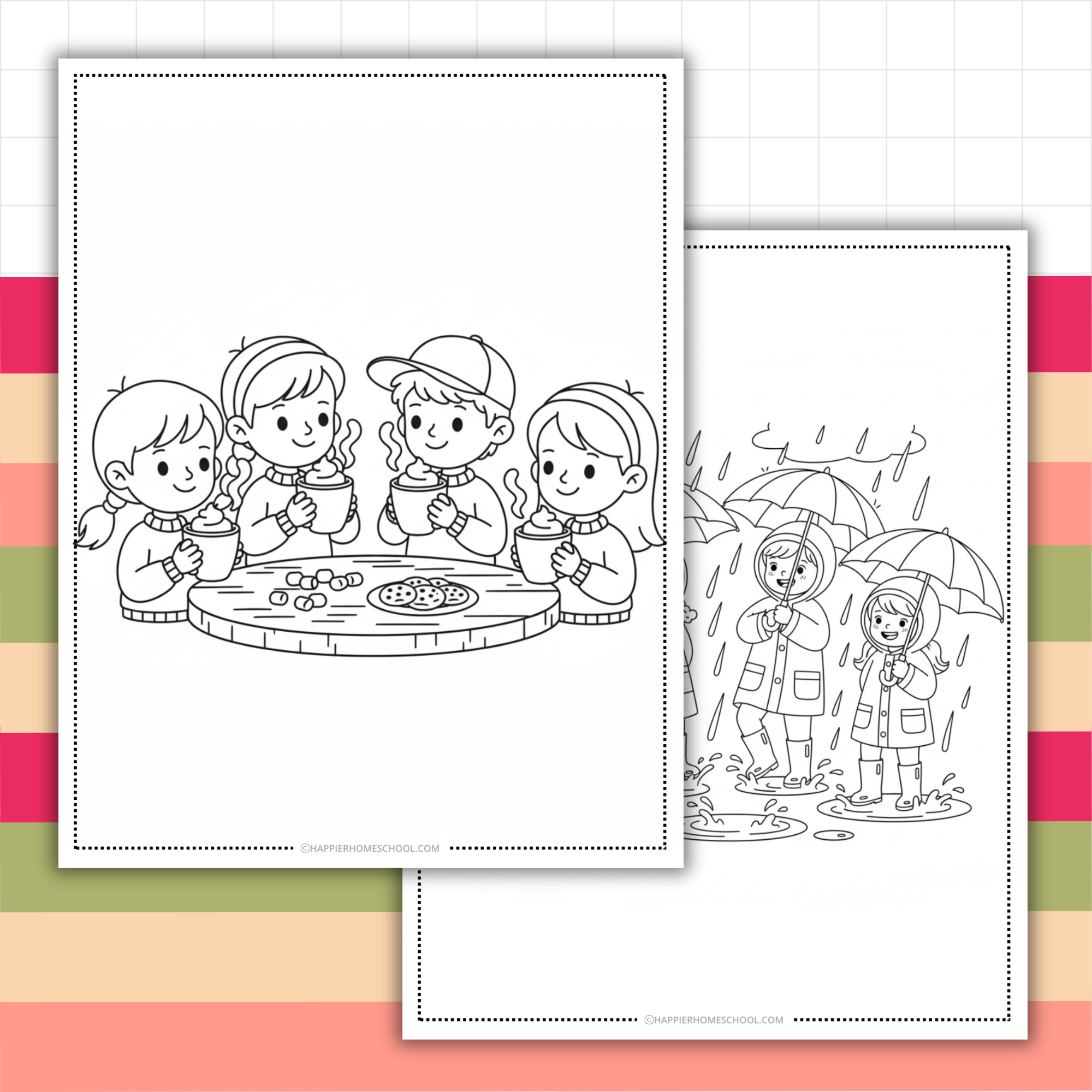 15 Free Kids in Fall Coloring Pages