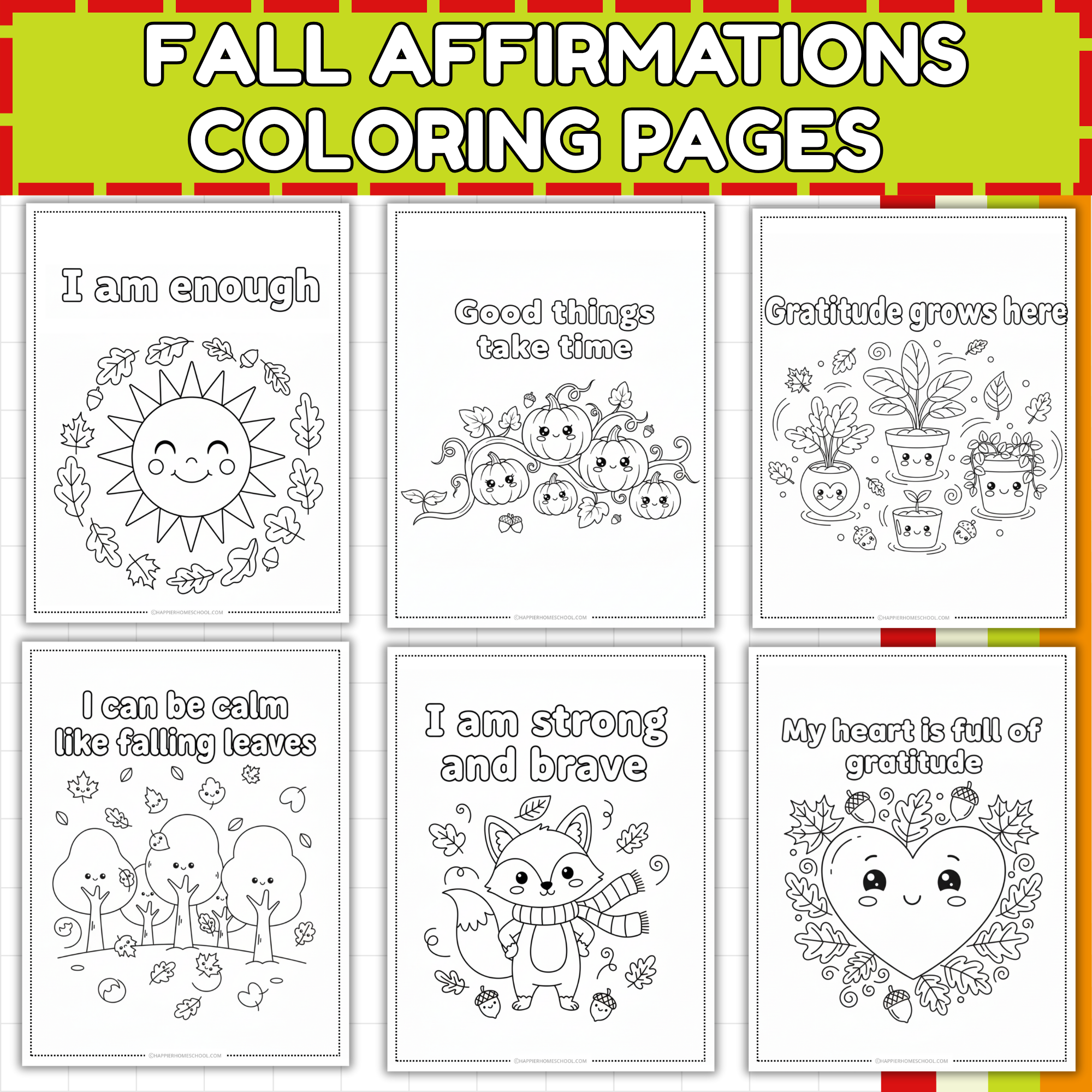 Fall Affirmation Coloring Pages