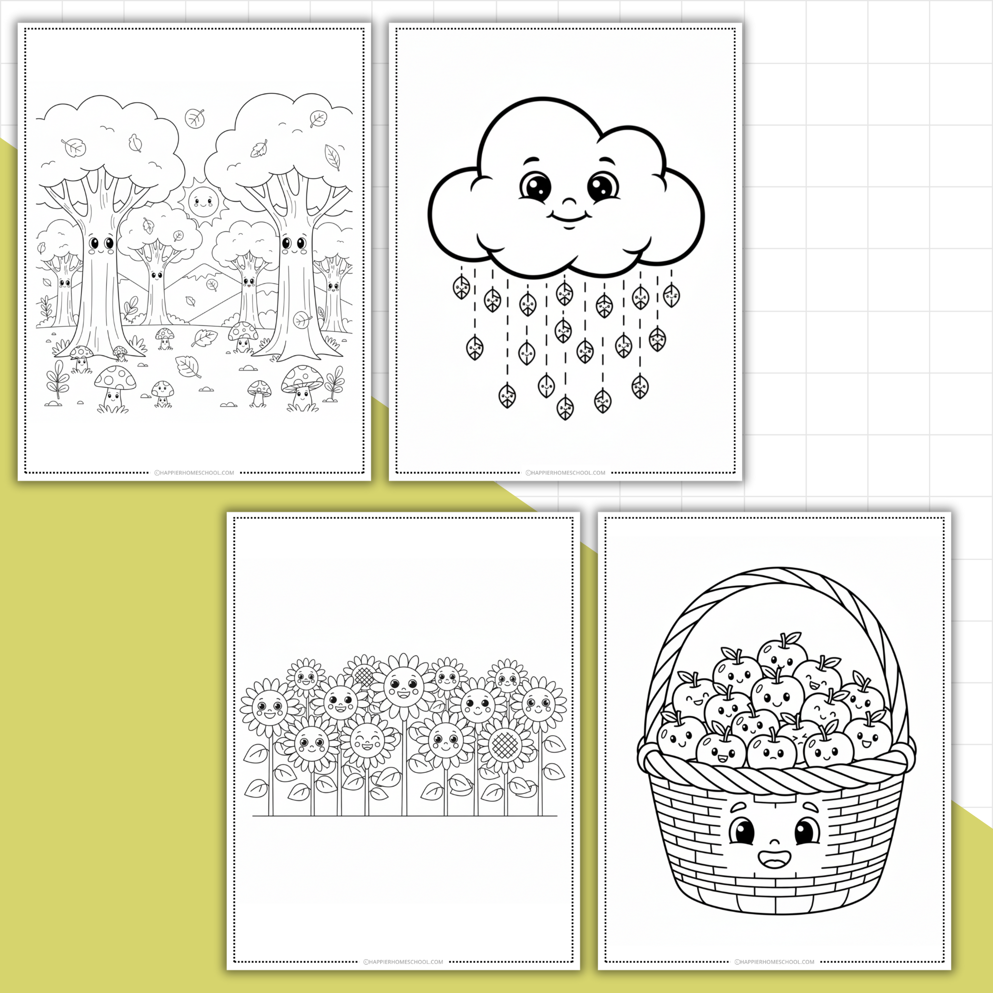 FALL NATURE COLORING PAGES