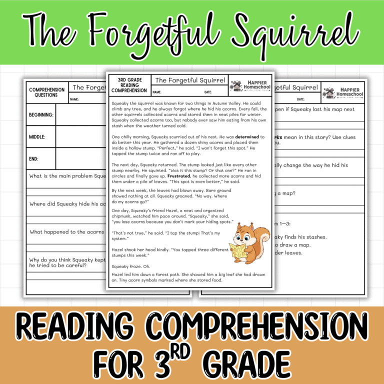 The Forgetful Squirrel Reading Comprehension Worksheet